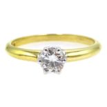 18ct gold single stone diamond ring approx 0.