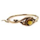 Victorian rose gold citrine hinged bangle, stamped 9ct Condition Report Approx 10.