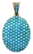 19th century French 18ct gold (tested) Persian turquoise locket pendant,