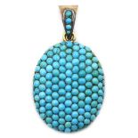 19th century French 18ct gold (tested) Persian turquoise locket pendant,