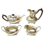 Silver four piece silver tea service by William Adams Ltd Birmingham 1928 approx 56oz