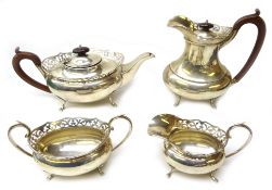 Silver four piece silver tea service by William Adams Ltd Birmingham 1928 approx 56oz