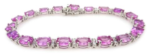18ct white gold pink sapphire and diamond bracelet, sapphires approx 18 carat, diamonds approx 1.