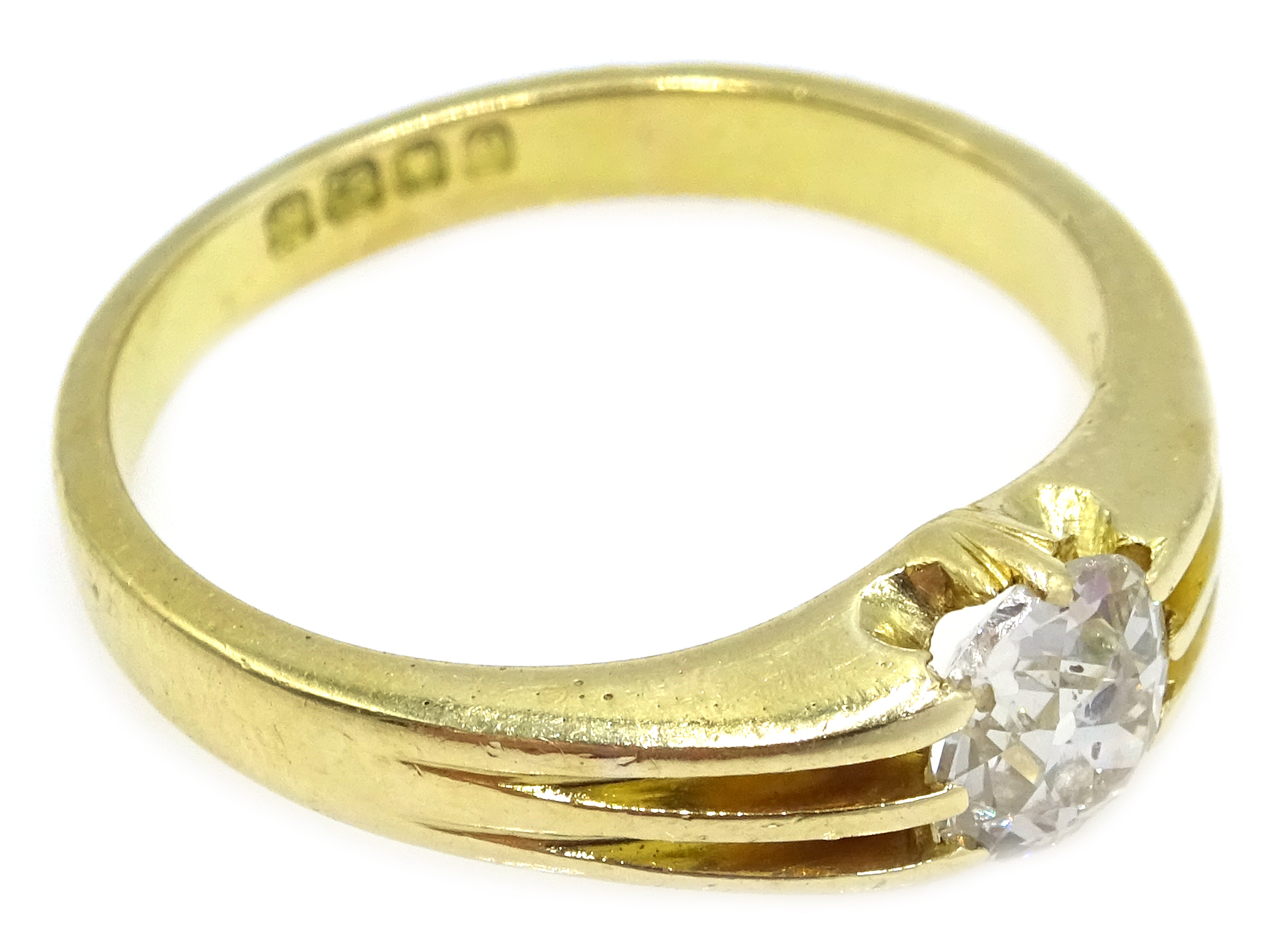 18ct gold single stone old cut diamond ring London 1900 approx 0. - Image 2 of 3