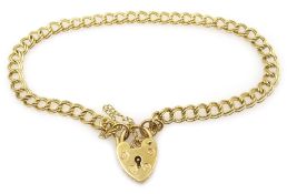 9ct gold heart lock bracelet, hallmarked Condition Report Approx 5.