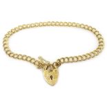 9ct gold heart lock bracelet, hallmarked Condition Report Approx 5.
