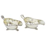 Pair of silver gravy boats by Edward Barnard & Sons Ltd, London 1968,