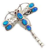 Silver opal dragonfly brooch, stamped 925 Condition Report <a href='//www.