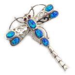 Silver opal dragonfly brooch, stamped 925 Condition Report <a href='//www.