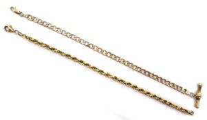 Two 9ct gold chain bracelets both hallmarked Condition Report 10gm<a