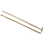 Two 9ct gold chain bracelets both hallmarked Condition Report 10gm<a