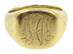 15ct gold (tested) signet ring, approx 11.