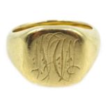 15ct gold (tested) signet ring, approx 11.