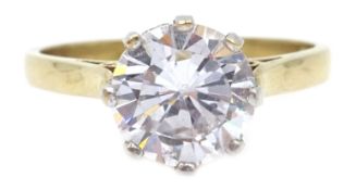 9ct gold single stone cubic zirconia ring, hallmarked Condition Report Approx 3.