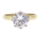 9ct gold single stone cubic zirconia ring, hallmarked Condition Report Approx 3.