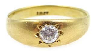 Gold single stone diamond ring, stamped 18ct Condition Report Approx 3.