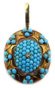 Victorian 15ct gold turquoise and diamond picture back pendant,