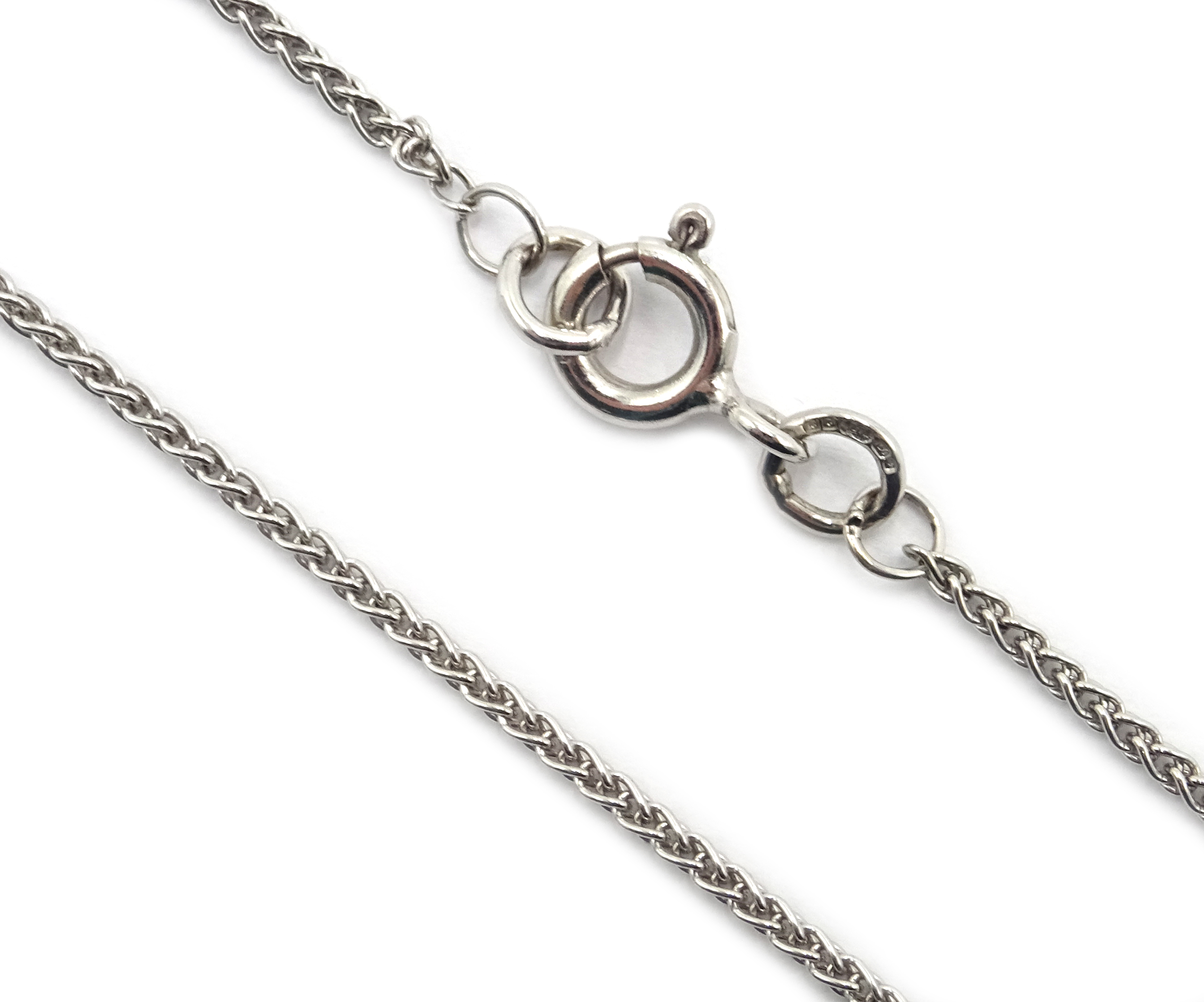 18ct white gold (tested) diamond and multi gemstone pendant on white gold chain, - Image 3 of 3