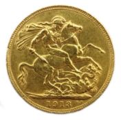 1913 gold full sovereign Condition Report <a href='//www.davidduggleby.