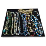 Silver stone set necklaces, and other bead necklaces, mostly with silver clasps,