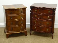 Reproduction inlaid mahogany two drawer side table, W69cm, H75cm,