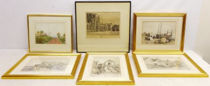 Five 19th century lithographs by James Duffield Harding hand coloured,