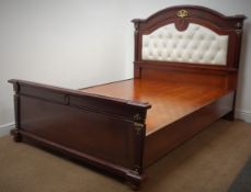 Classical inlaid mahogany 5' Kingsize bedstead, gilt and rope twist detailing, W164cm, H146cm,
