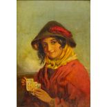 Gypsy Girl Holding Playing Cards,