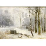 Scandinavian Winter and Summer Landscapes, pair of 19th century oils on canvas signed and dated N.