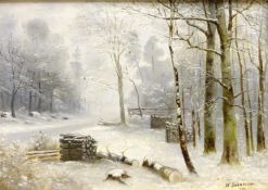 Scandinavian Winter and Summer Landscapes, pair of 19th century oils on canvas signed and dated N.