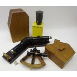 Brass black lacquer Sextant with wooden handle and Spectroscope,