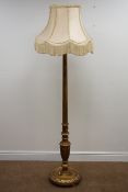 Gilt standard lamp with shade,