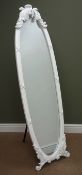 Ornate white finish dressing mirror with classical swag detail, H162cm,