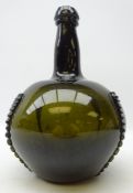 Early 19th century Scottish Alloa type globular wine bottle, olive green decorated with rigarees,