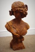 Cast iron bust of a lady,