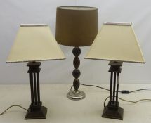 Pair bronzed table lamps with shades,