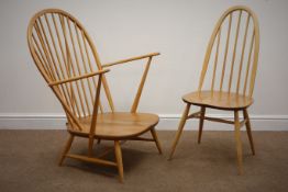 Ercol stick back armchair and an Ercol hoop and stick back dining chair (2)