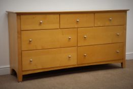 Modern birch chest of three short and four long drawers, stile supports, W169cm, H87cm,