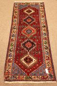 Yallameh red and beige ground runner, hooked lozenge field,