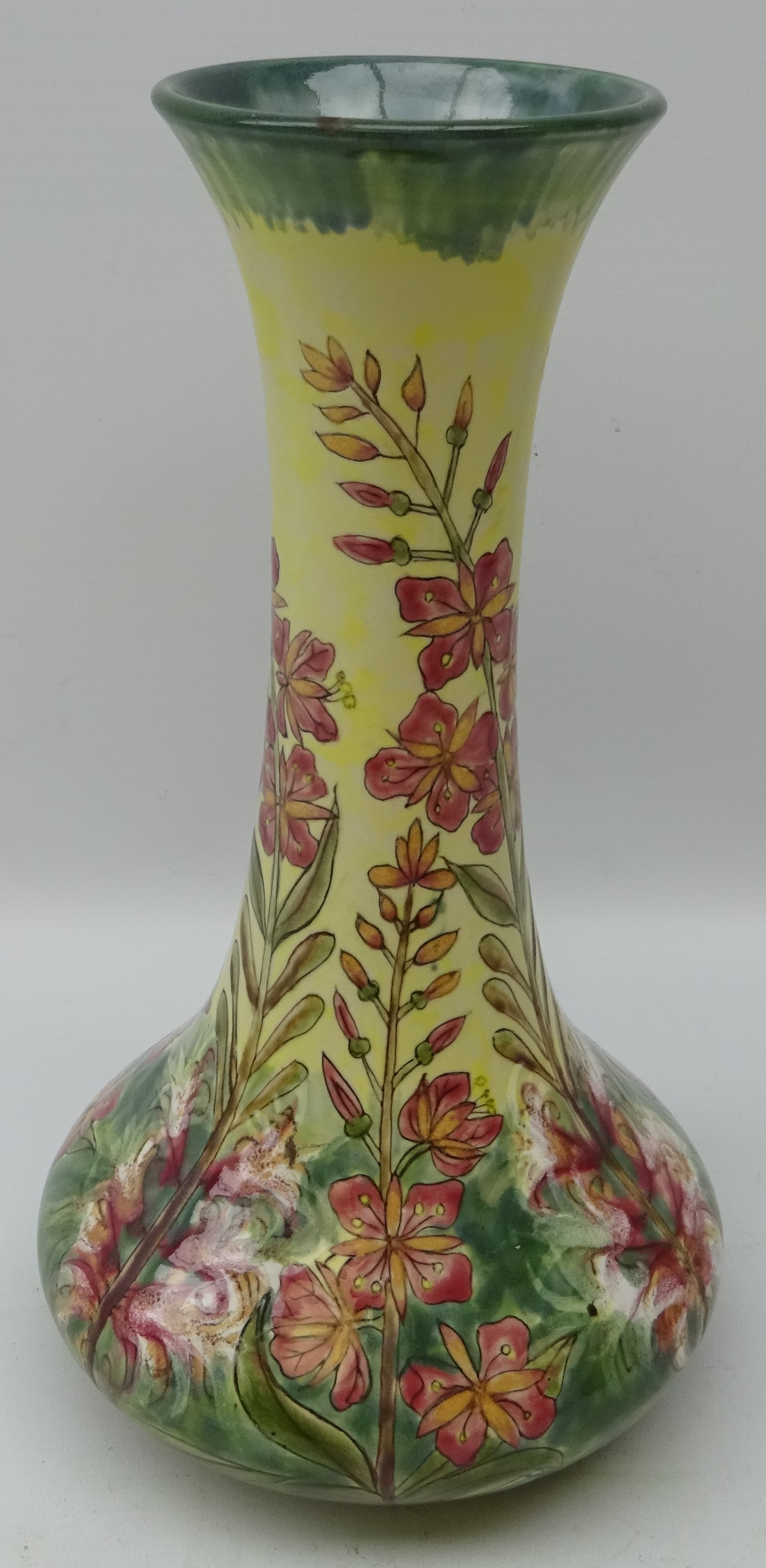 Cobridge limited edition Stoneware vase in the Willow Herb pattern, designed by Rachel Bishop,