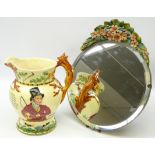 Crown Devon Fieldings 'John Peel' musical jug and early 20th century Barbola circular easel mirror
