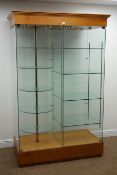 Glazed shop display cabinet with revolving centre, W128cm, H195cm,