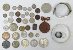 Collection of coins and miscellanea including; Queen Victoria 1887 double florin,