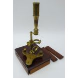 19th century mahogany and brass Cary-Gould Type portable microscope,