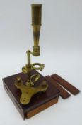 19th century mahogany and brass Cary-Gould Type portable microscope,