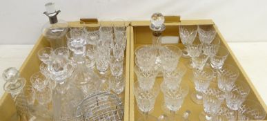 Cut glass drinking glasses including Tudor, ships decanter with silver-plated collar,