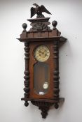 Early 20th century Vienna style wall clock with eagle cresting,