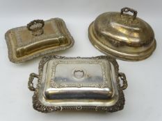 Victorian silver plated rectangular entree dish and warmer,