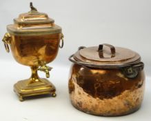 19th century copper cooking pan and cover with steel swing handle and Victorian Egyptian Revival