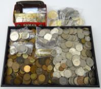 Collection of Great British and World coins including; 1928 and 1941 half crowns,